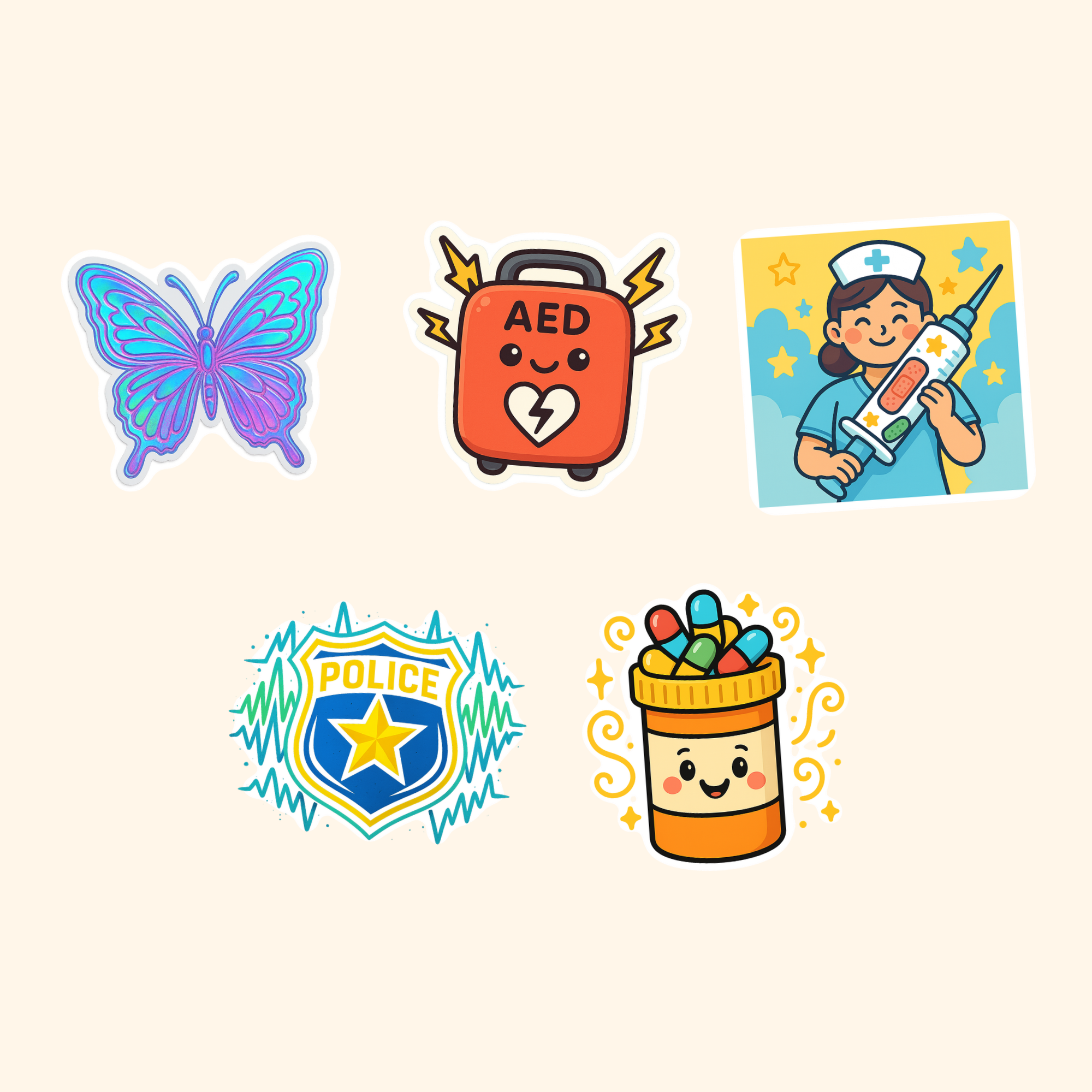 Nurses Sticker Pack (5-Pack) — all stickers included in the pack