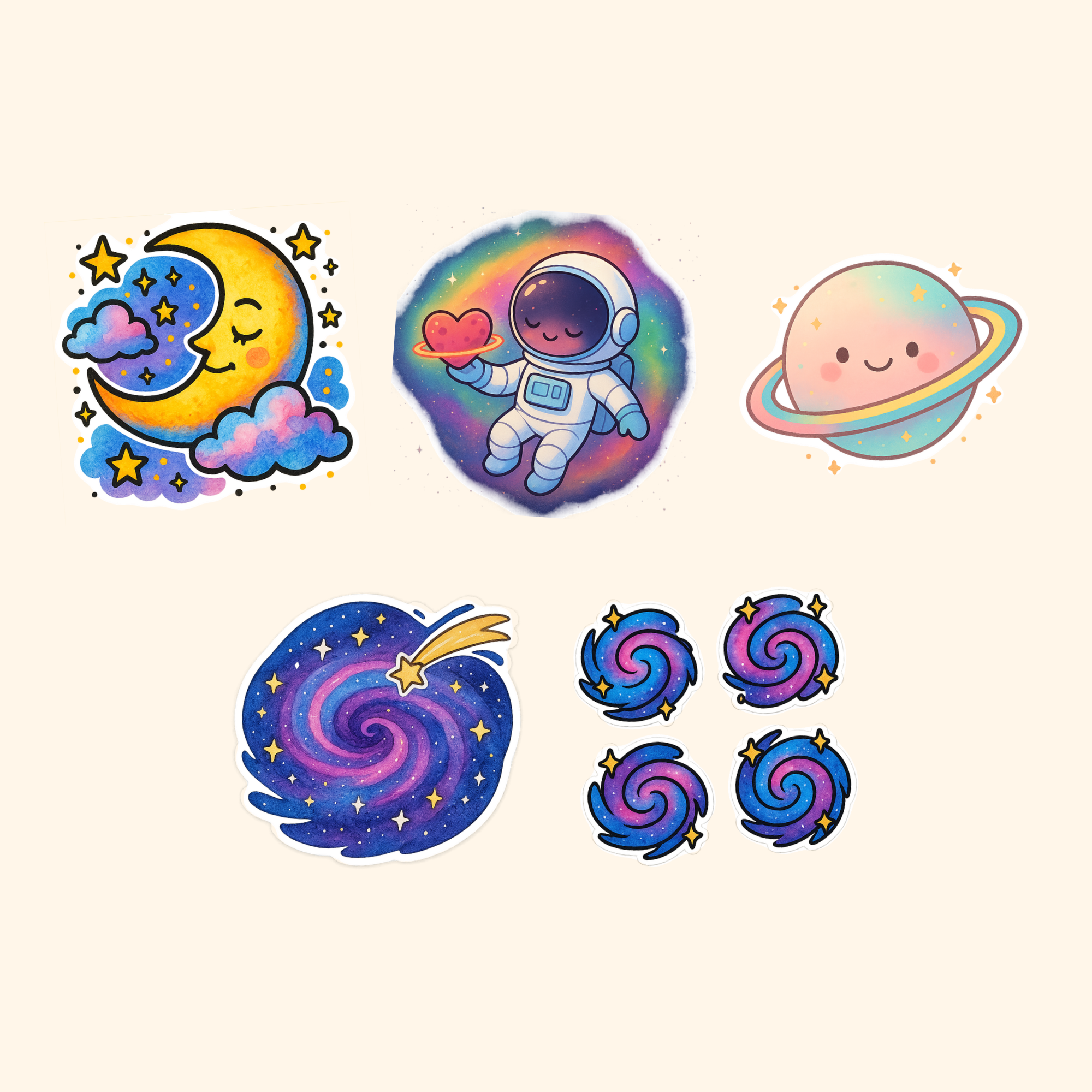 Space Sticker Pack (5-Pack) — all stickers included in the pack
