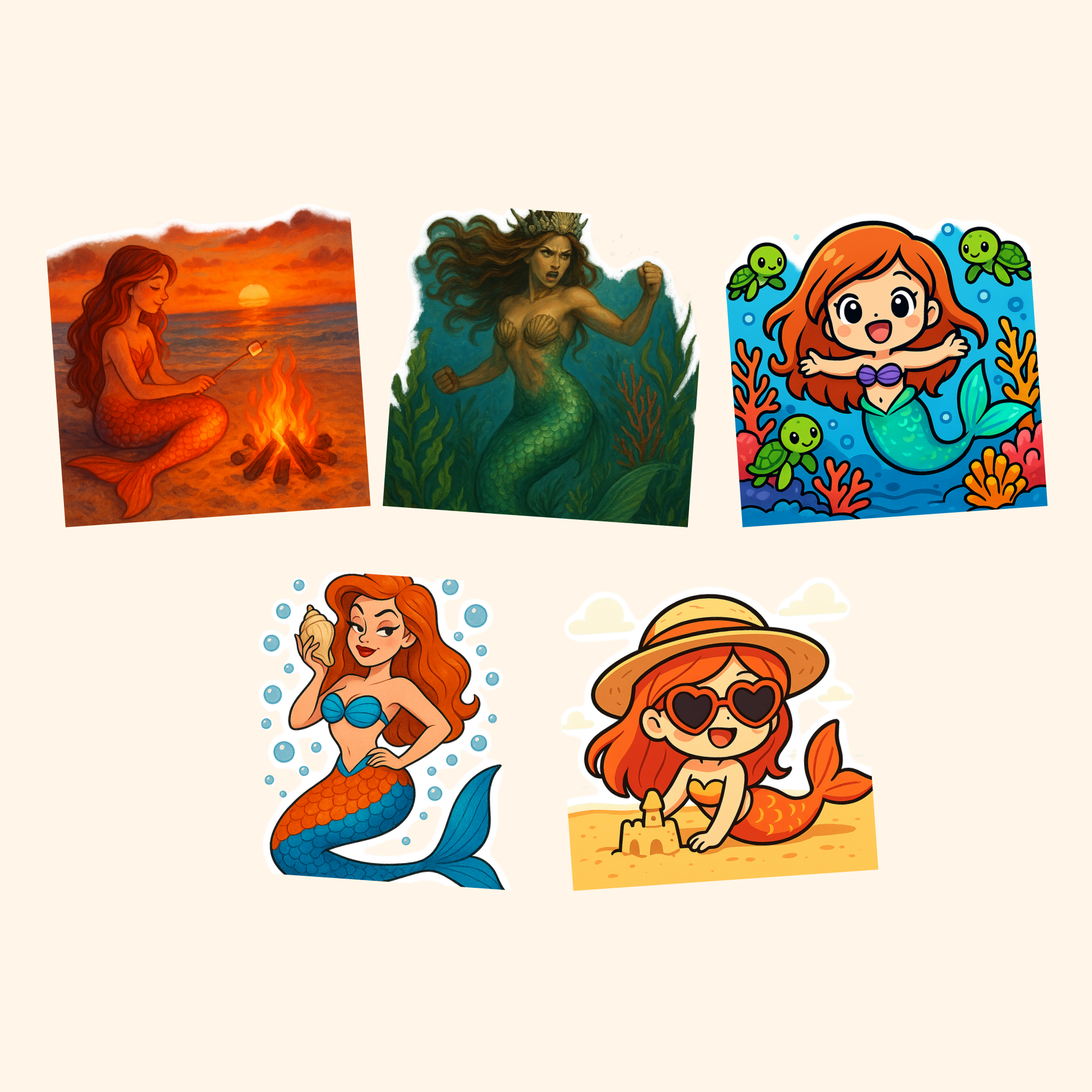 Beach & Ocean Sticker Pack (5-Pack) — all stickers included in the pack