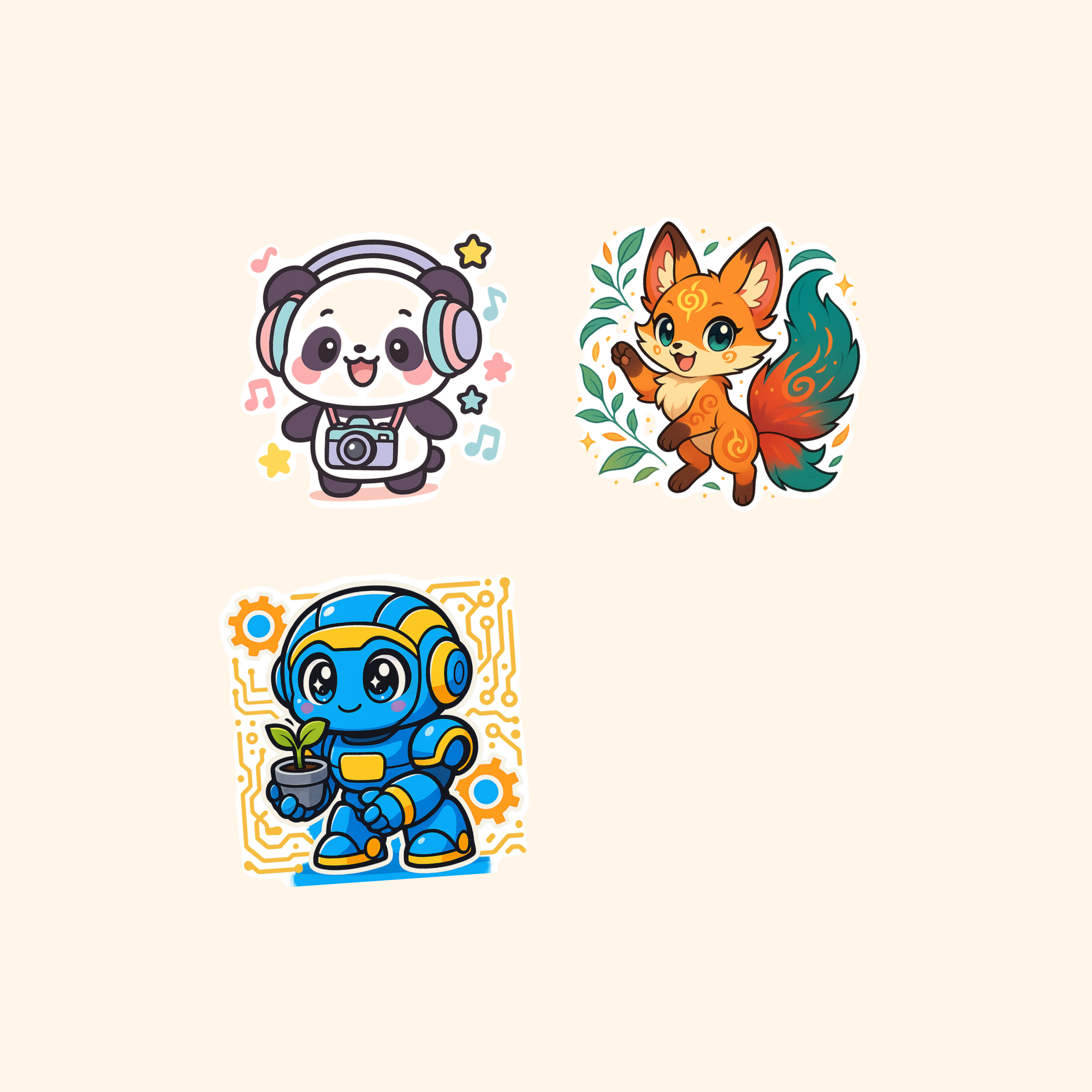 Anime Mini Sticker Pack (3-Pack) — all stickers included