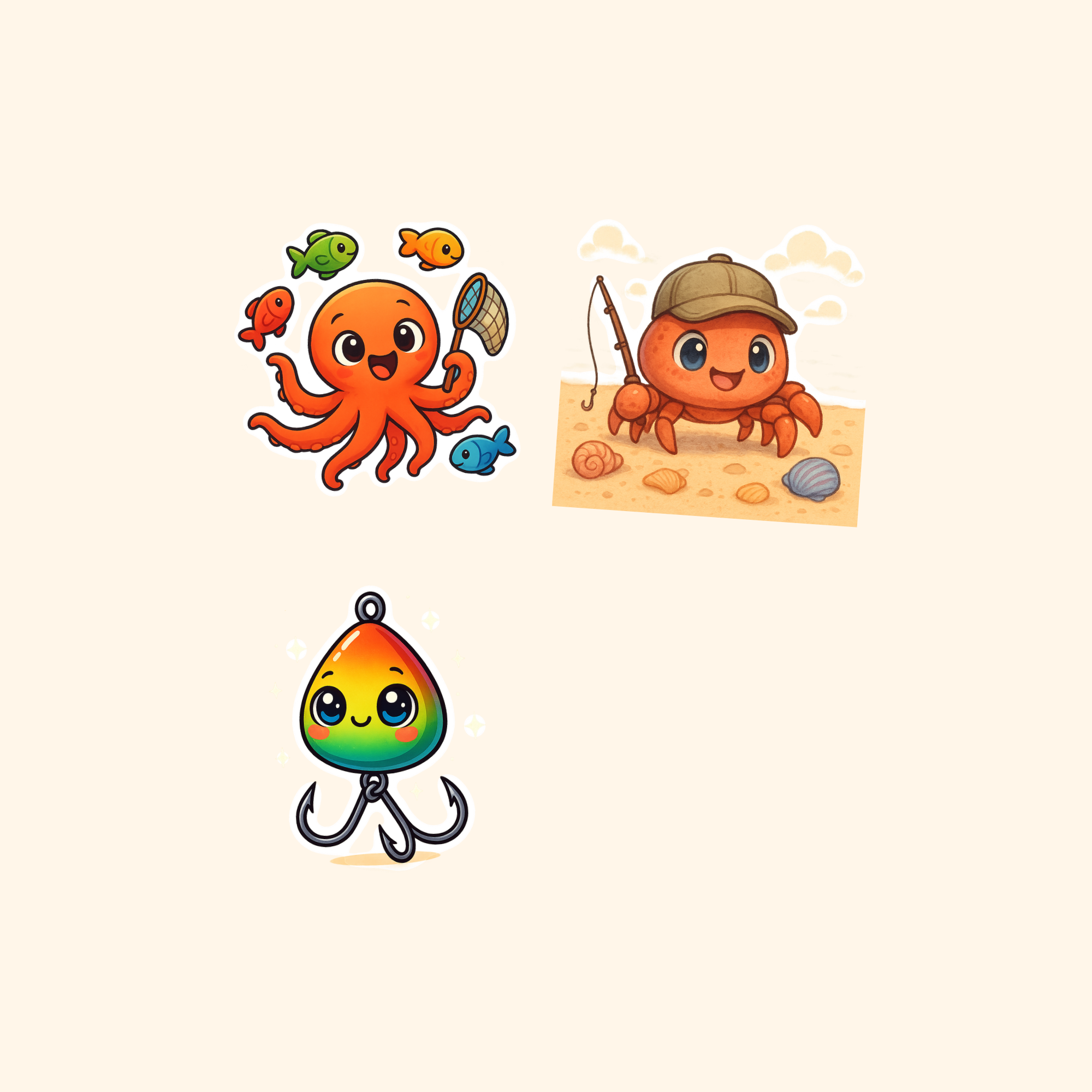 Fishing Mini Sticker Pack (3-Pack) — all stickers included