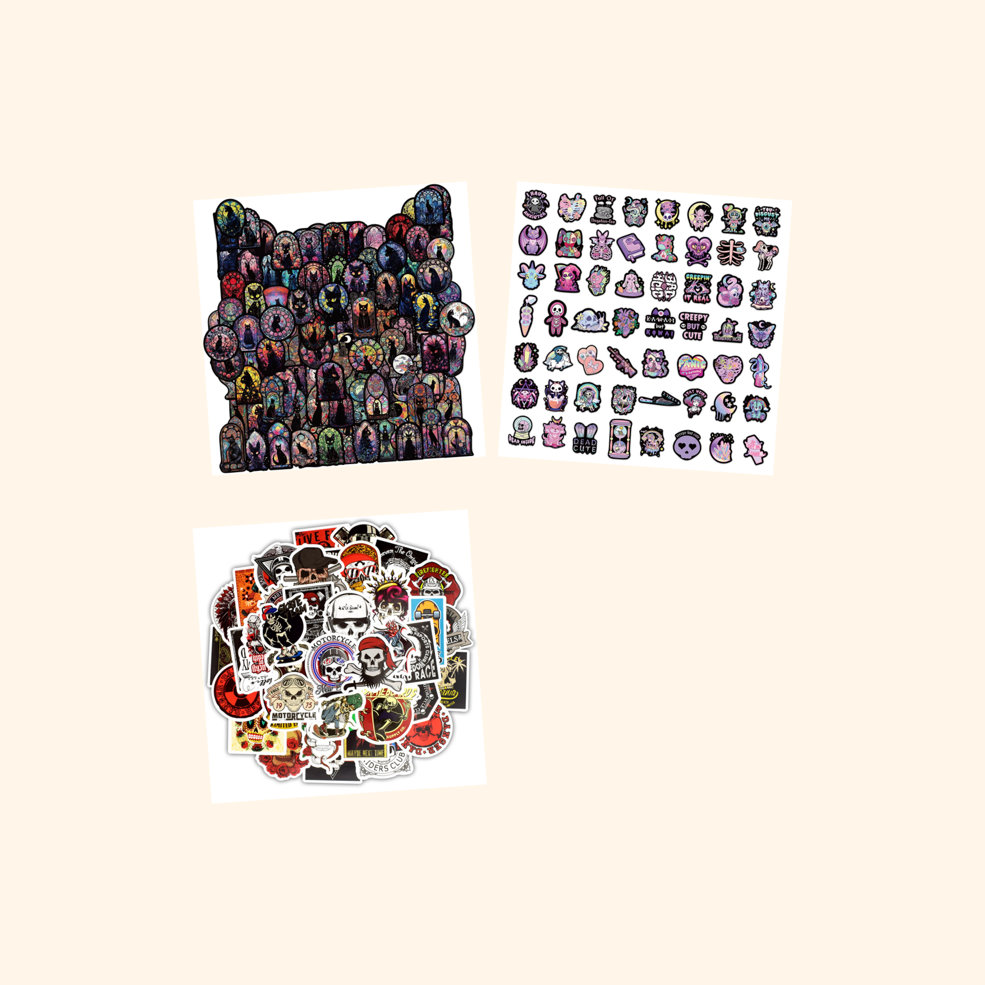 Skulls & Gothic Mini Sticker Pack (3-Pack) — all stickers included