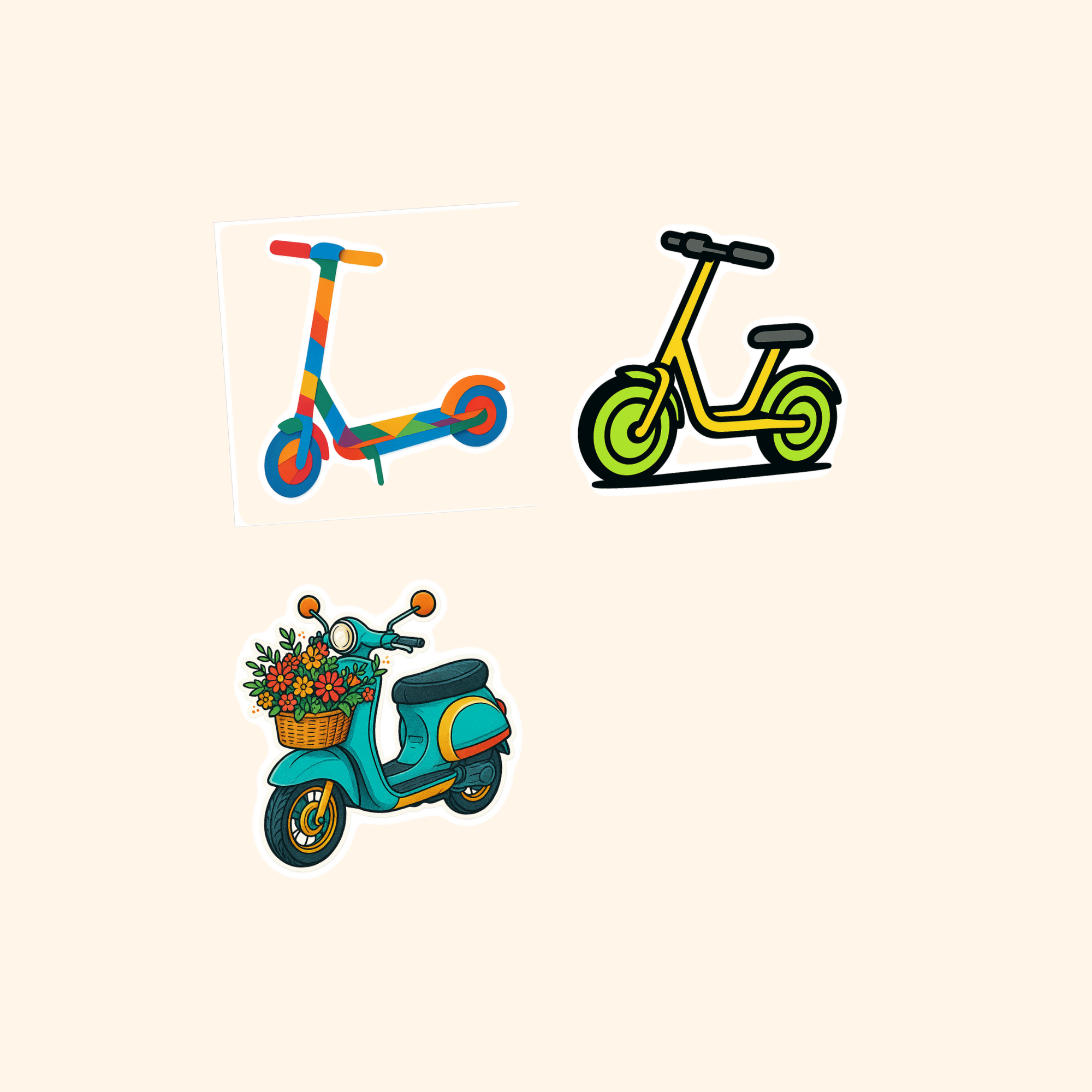 Electric Scooters Mini Sticker Pack (3-Pack) — all stickers included