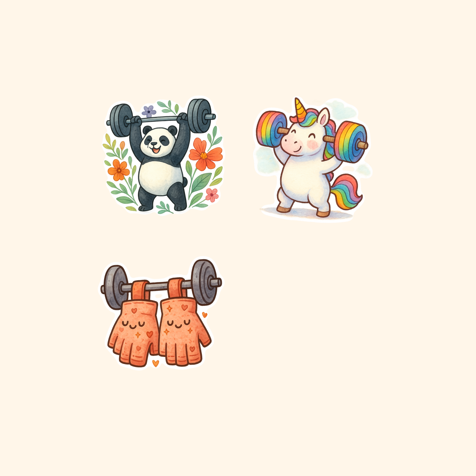 Gym & Fitness Mini Sticker Pack (3-Pack) — all stickers included