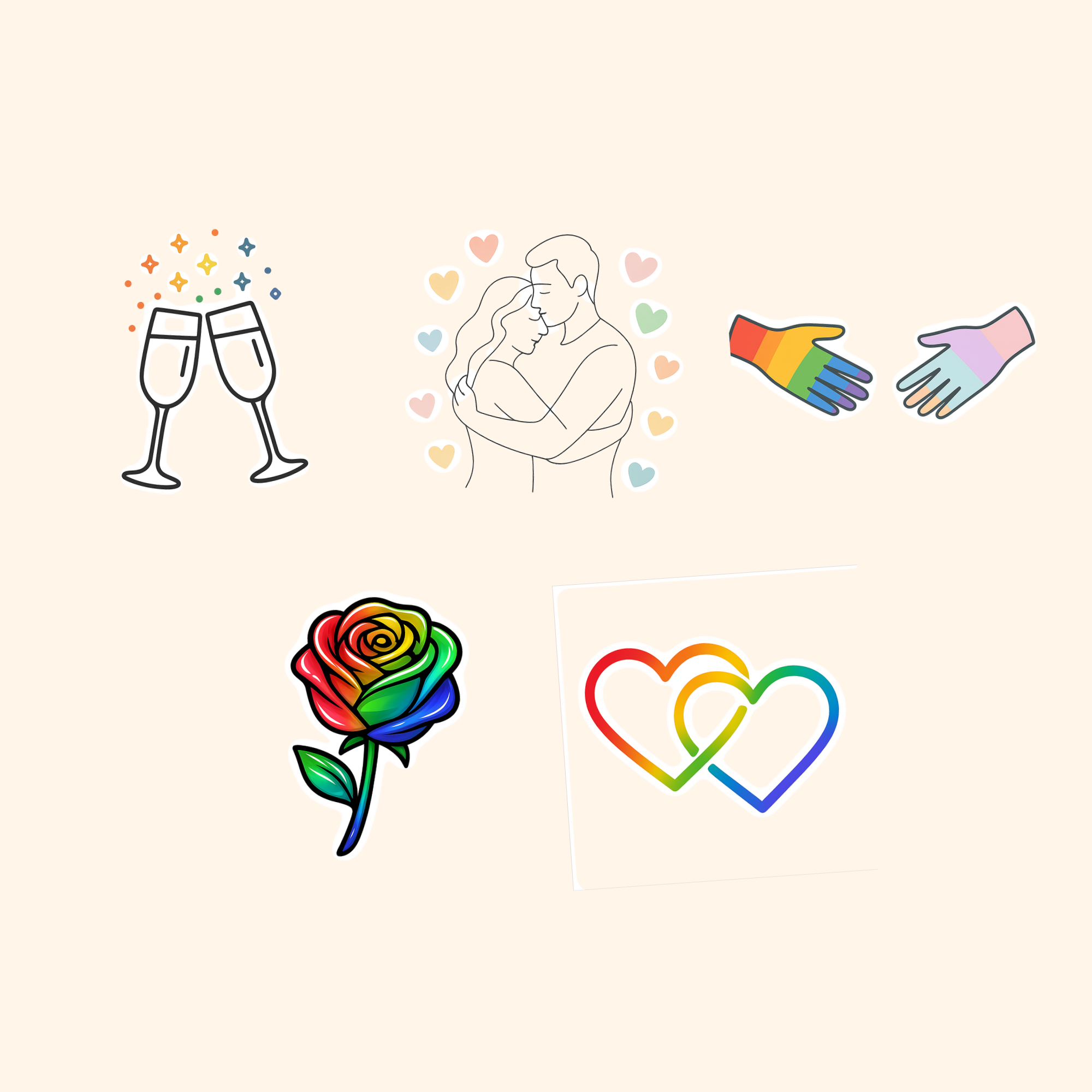 Love & Romance Sticker Pack (5-Pack) — all stickers included in the pack