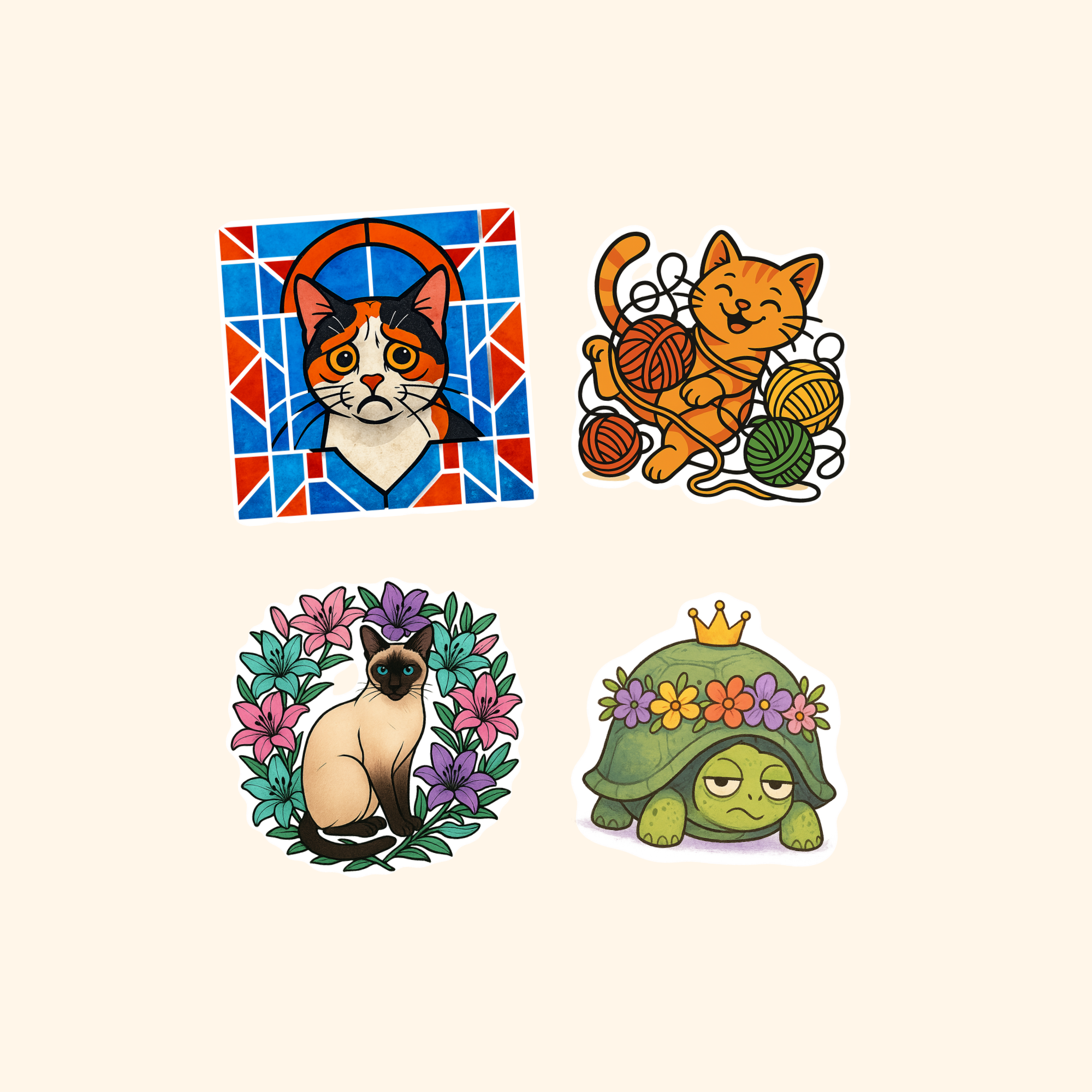 Cats Sticker Quad Pack (4-Pack) — all stickers included