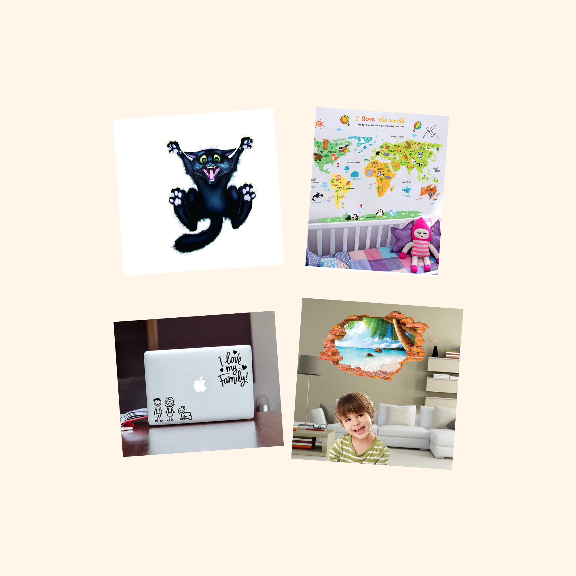 Window Decals Sticker Quad Pack (4-Pack) — all stickers included