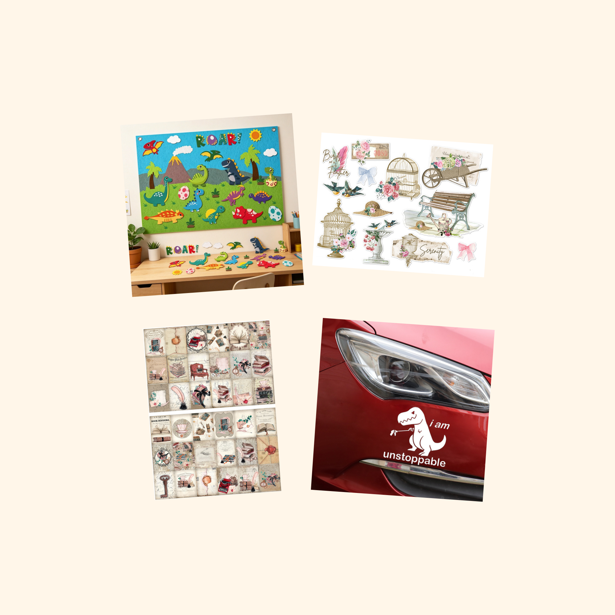 Dinosaurs Sticker Quad Pack (4-Pack) — all stickers included
