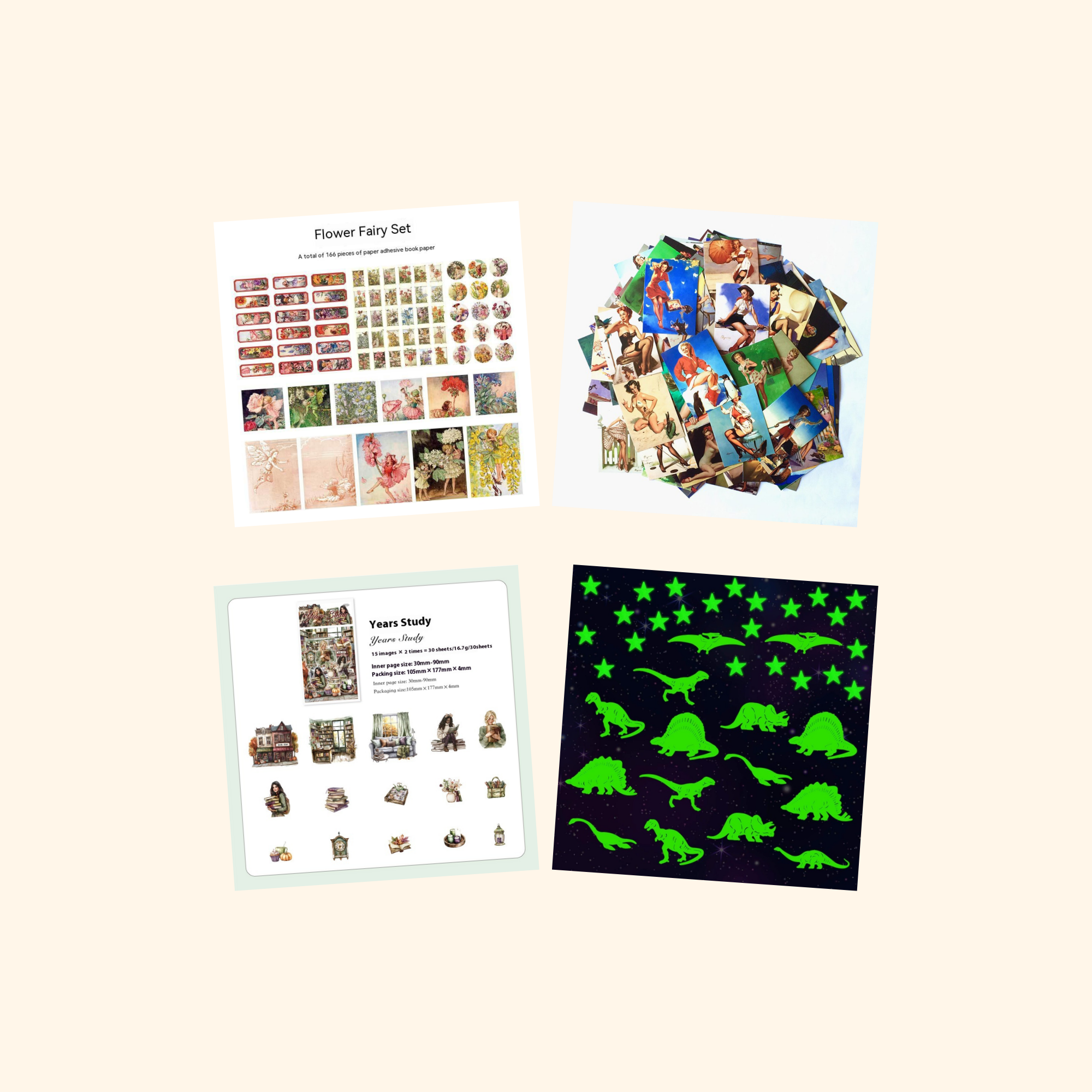 Retro & Vintage Sticker Quad Pack (4-Pack) — all stickers included