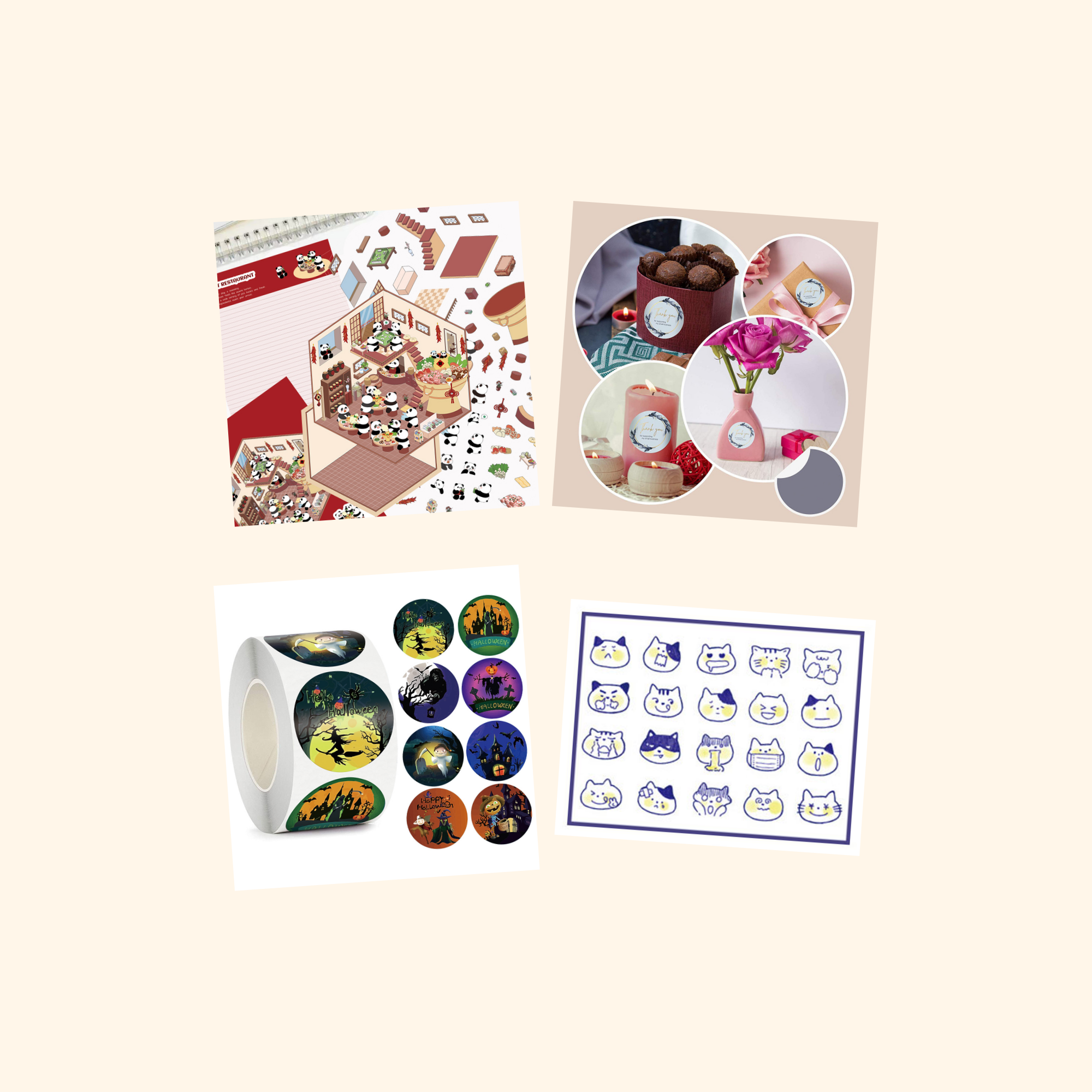Kawaii & Cute Sticker Quad Pack (4-Pack) — all stickers included