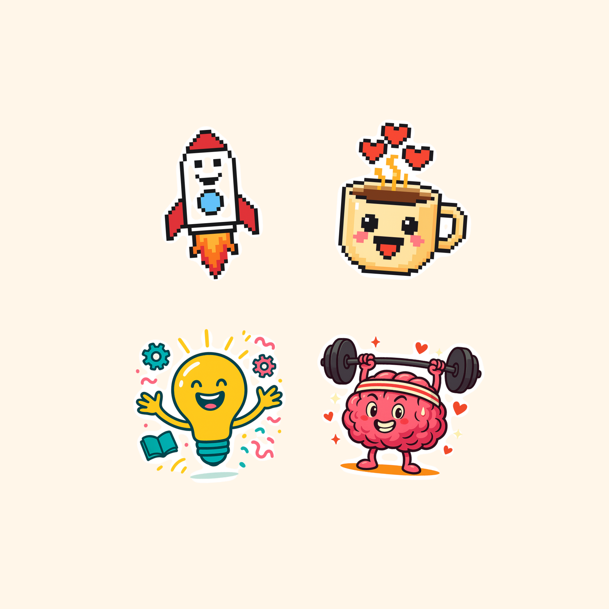 Motivational Quotes Sticker Quad Pack (4-Pack) — all stickers included