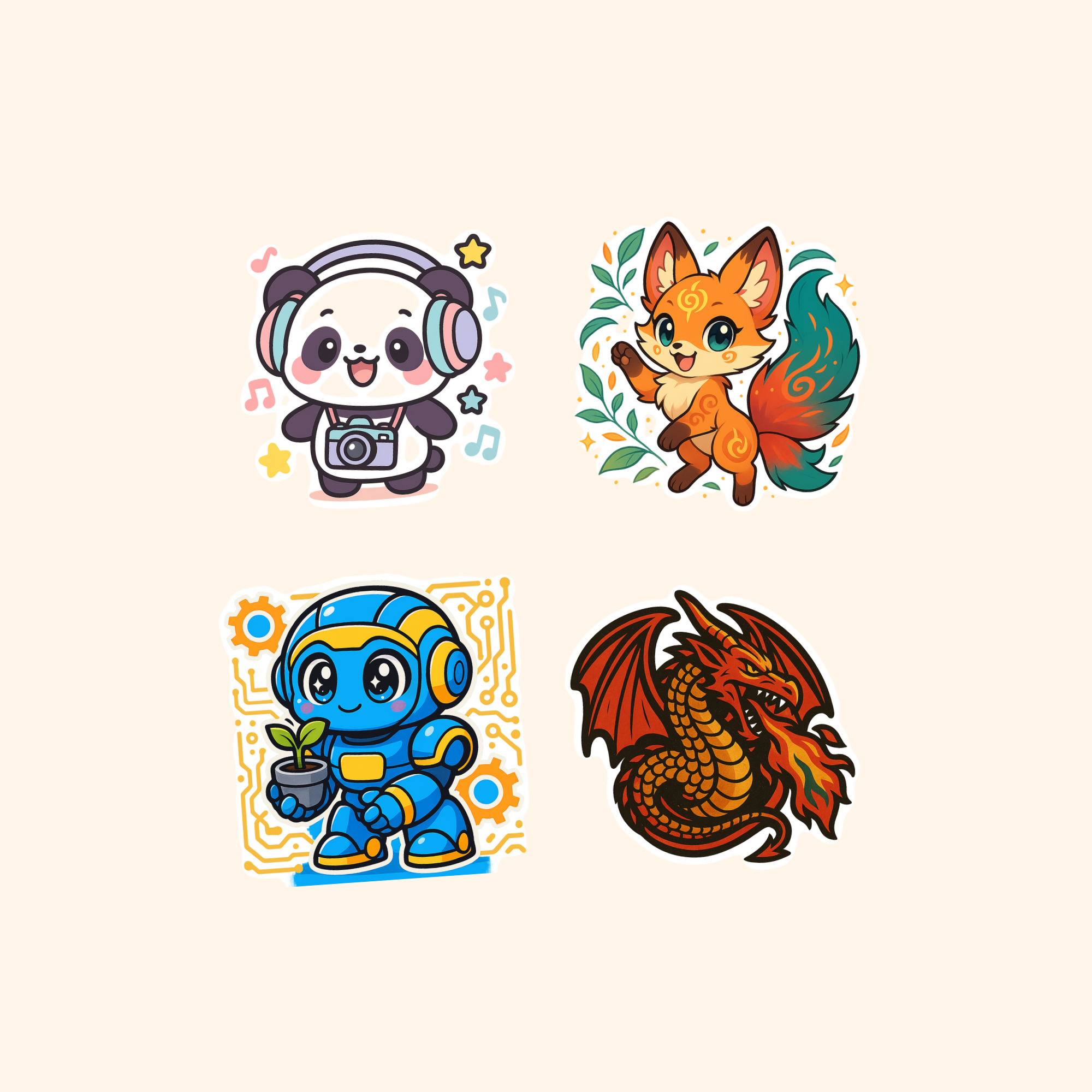 Anime Sticker Quad Pack (4-Pack) — all stickers included