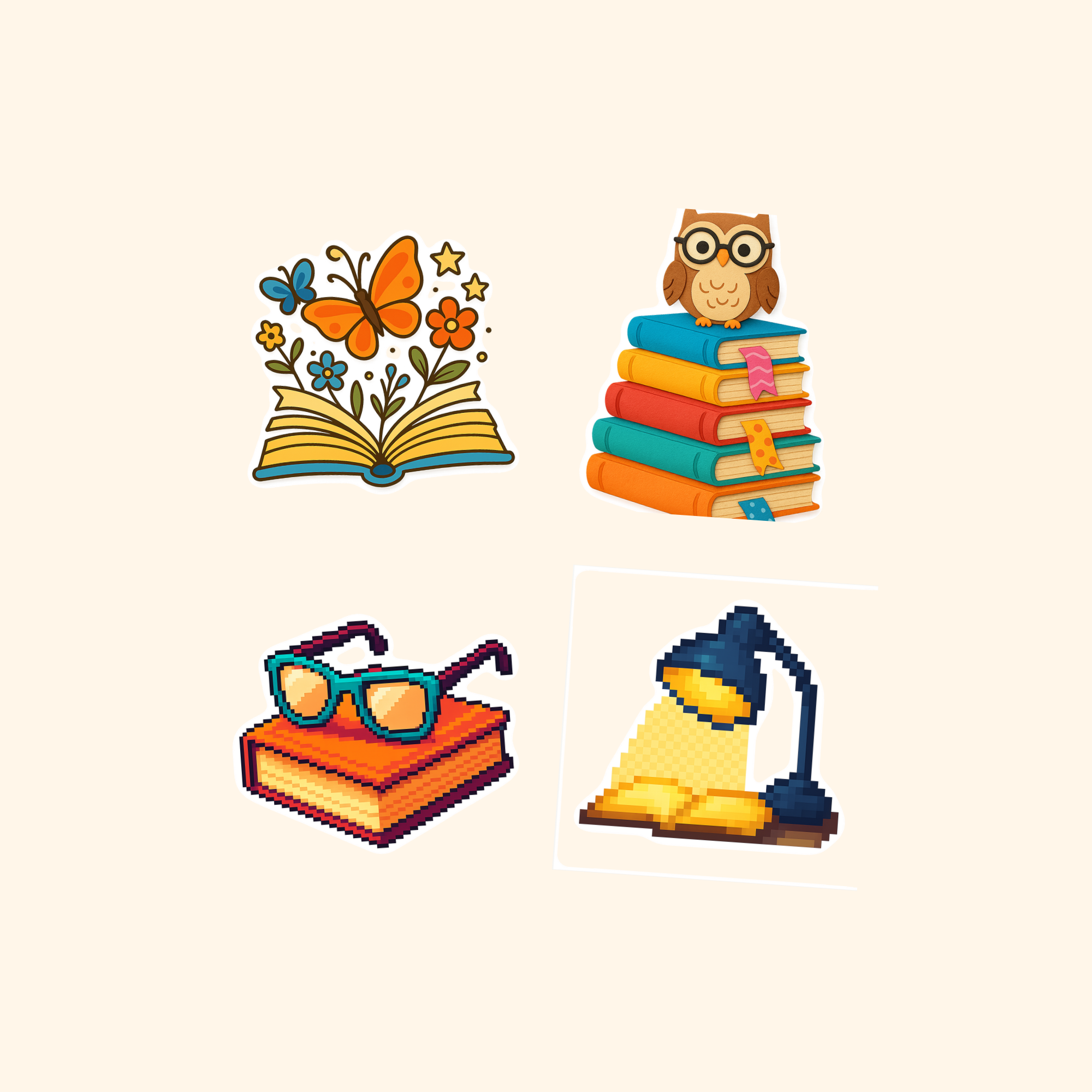 Reading Sticker Quad Pack (4-Pack) — all stickers included