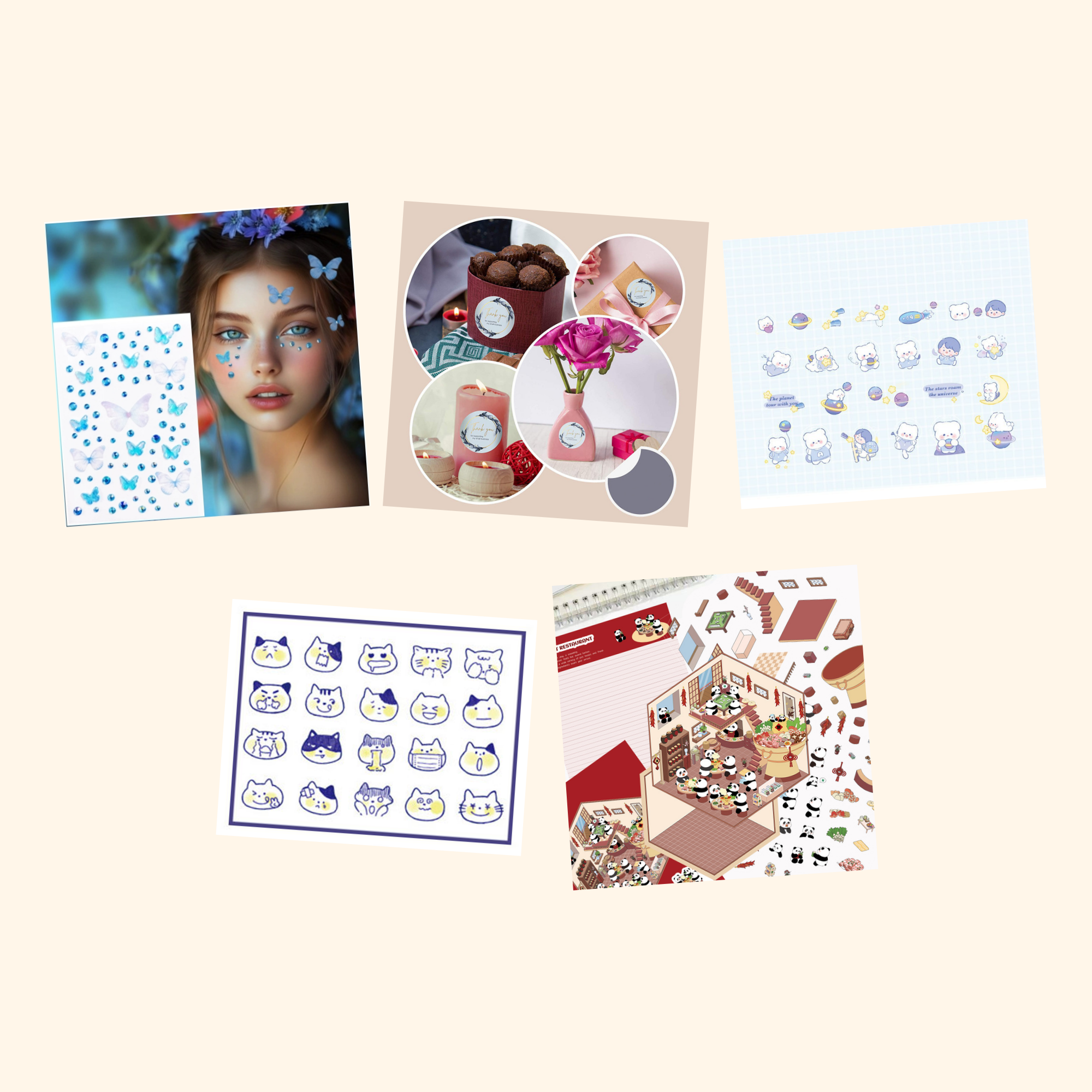 Kawaii Cute Blue Stickers Bundle — all stickers included in the pack