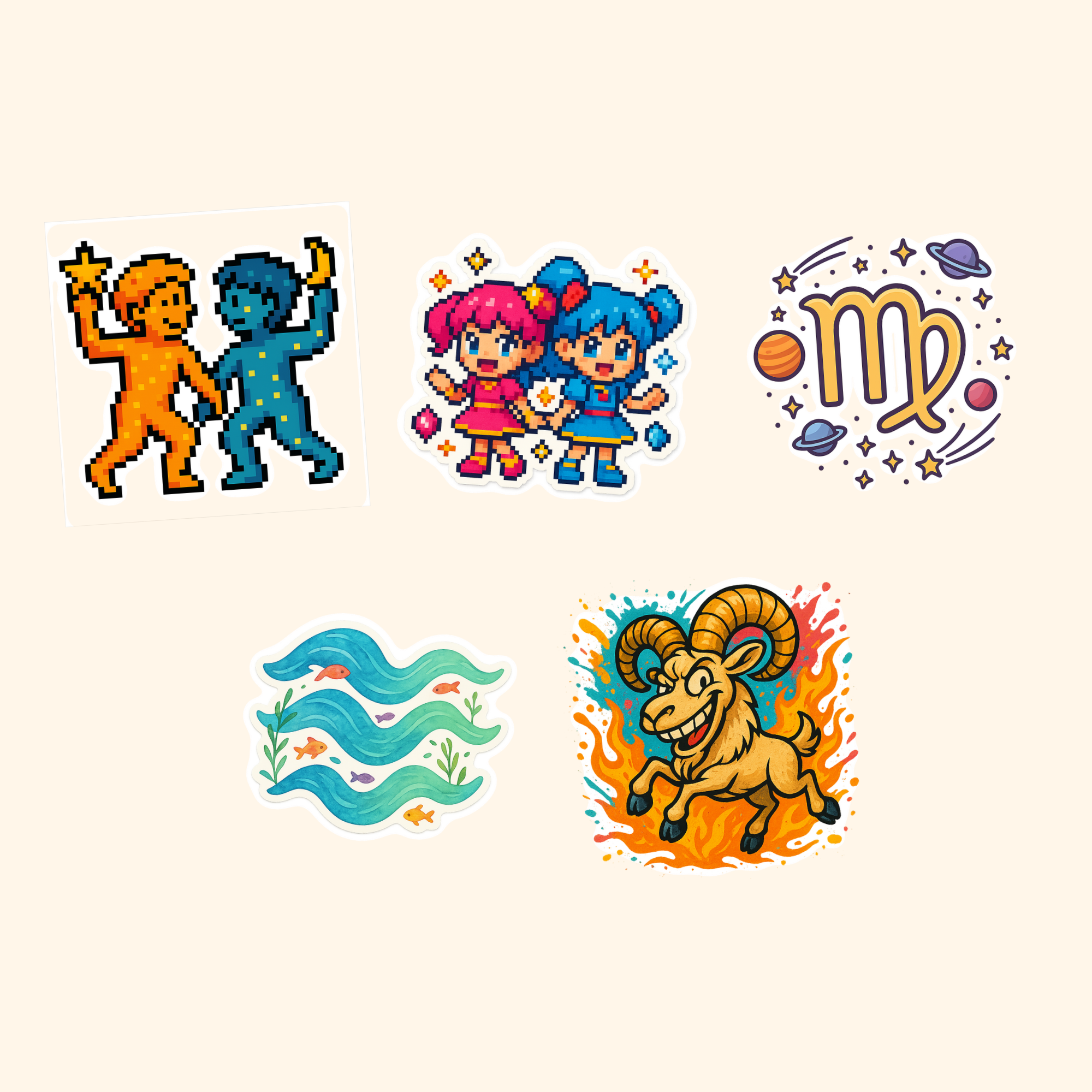 Zodiac Constellation Sticker Pack — all stickers included in the pack