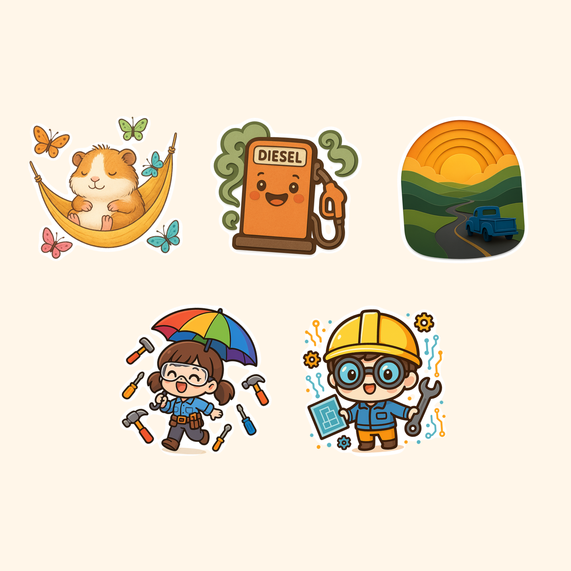 Professions Sticker Pack (5-Pack) — all stickers included in the pack