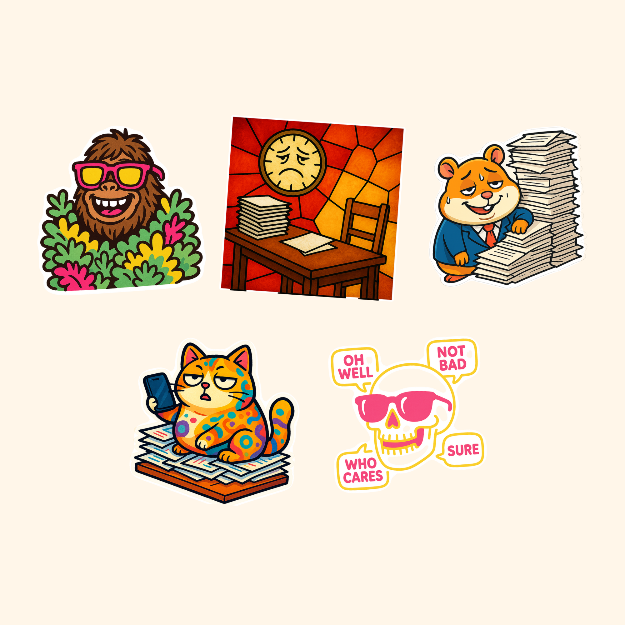 Sarcastic Sticker Pack (5-Pack) — all stickers included in the pack