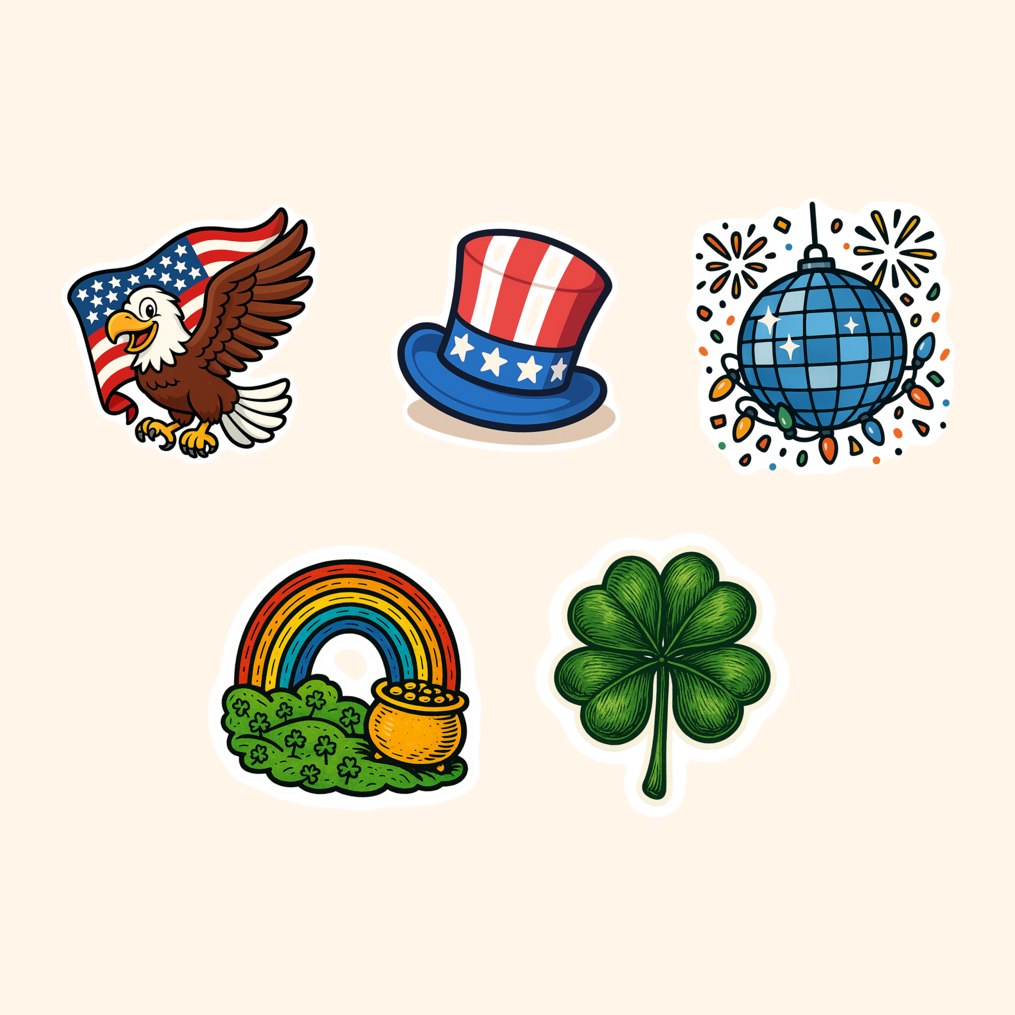 Holidays Sticker Pack (5-Pack) — all stickers included in the pack