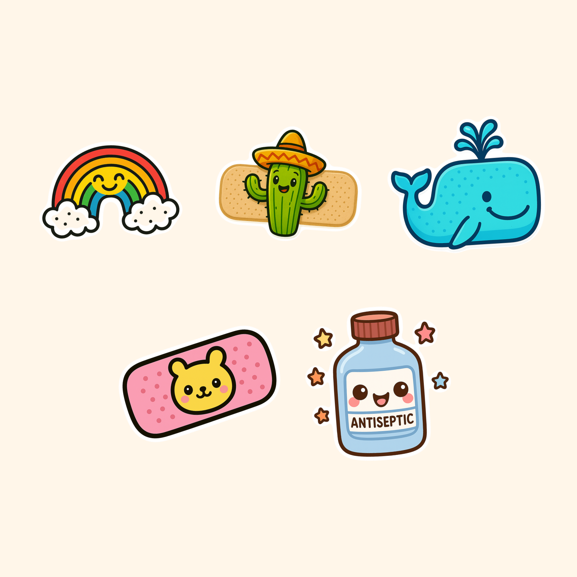 Adhesive Care Sticker Pack (5-Pack) — all stickers included in the pack