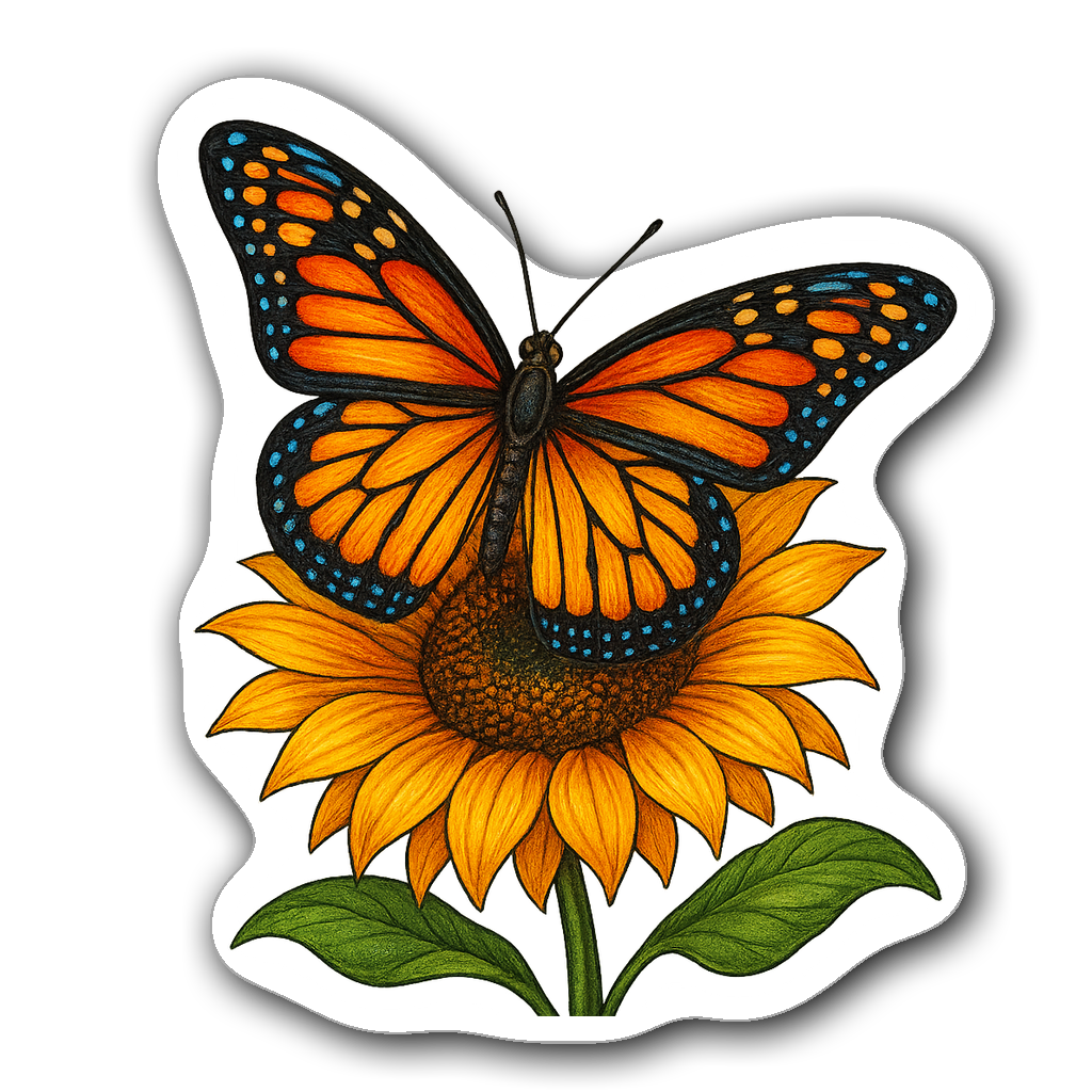 Colorful butterfly on a blooming sunflower with vibrant colors.
