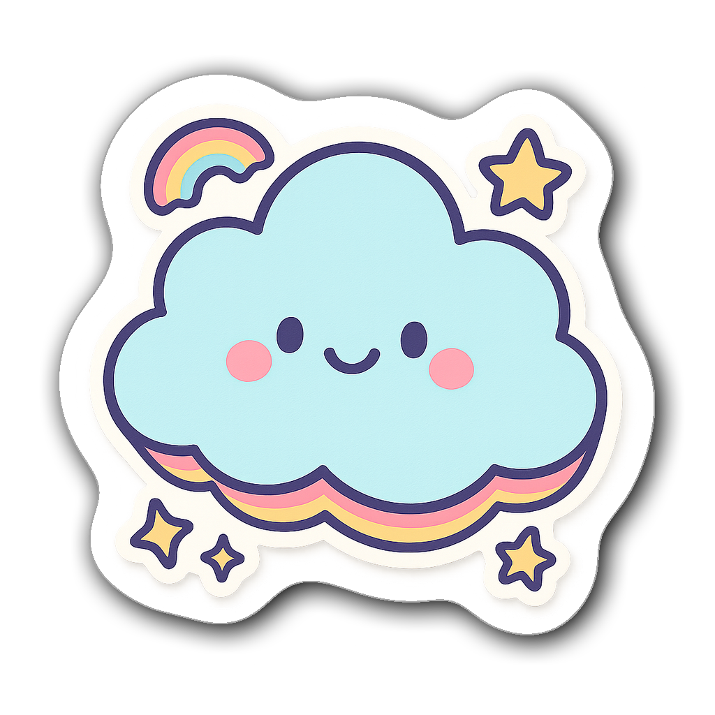 Cute cartoon-style sticky note pad shaped like a cloud