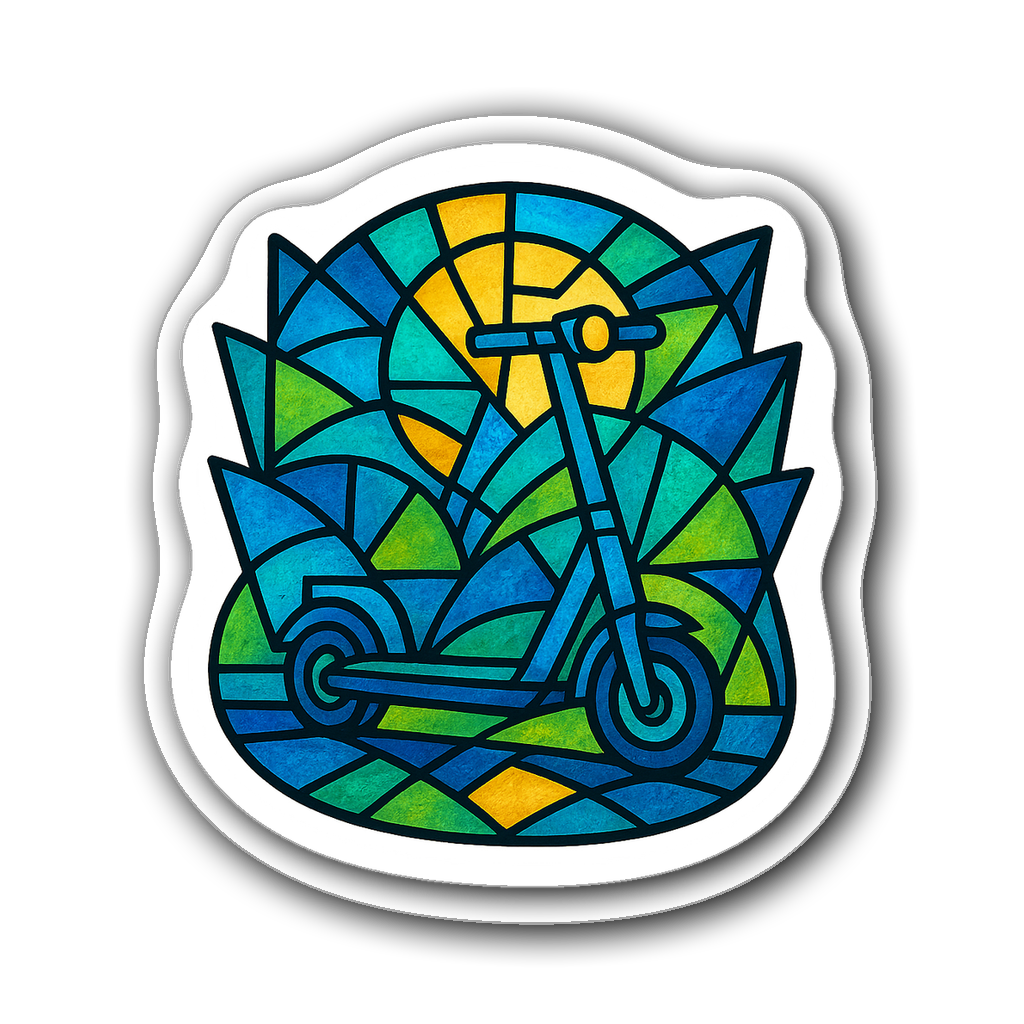 Stained glass design electric scooter sticker in vivid colors