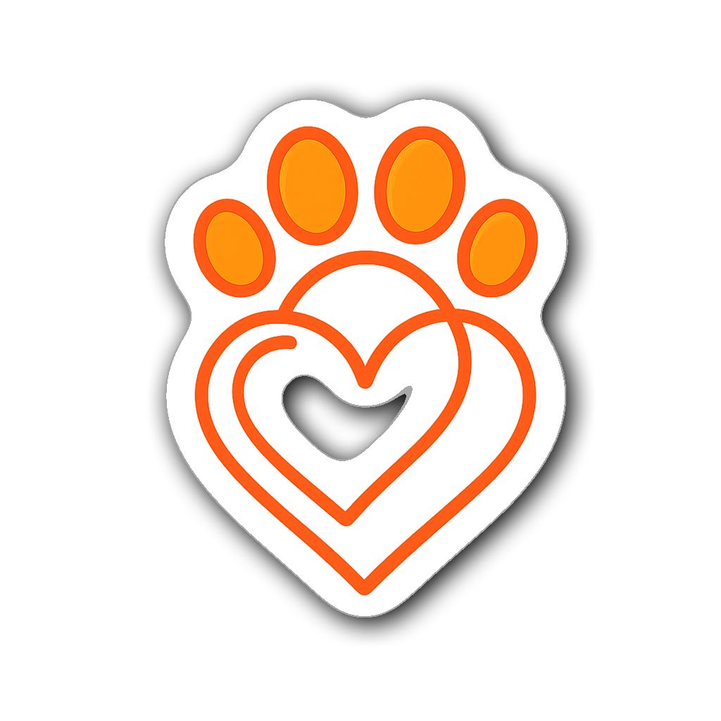 Dog mom sticker with paw print and heart design in vibrant colors.