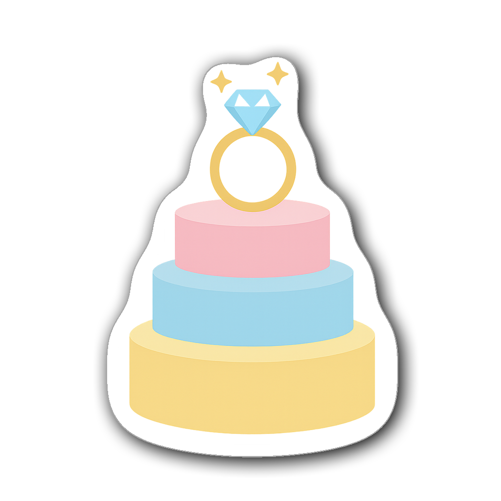 Minimalist three-layer wedding cake sticker in pastel colors
