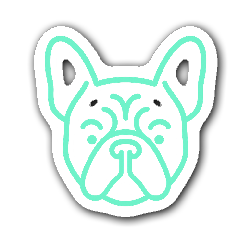 Minimalist line art sticker of a French bulldog