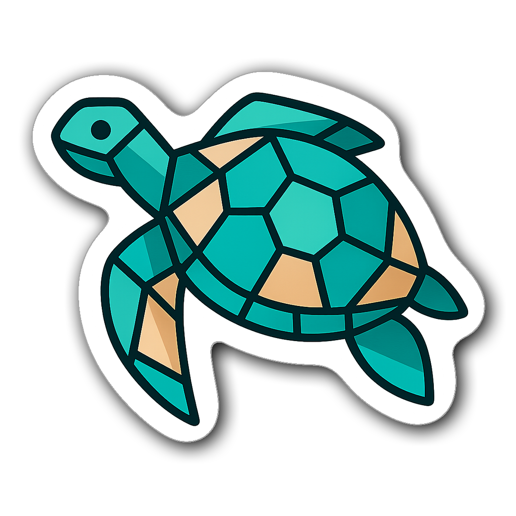 Colorful geometric sea turtle design sticker for ocean lovers