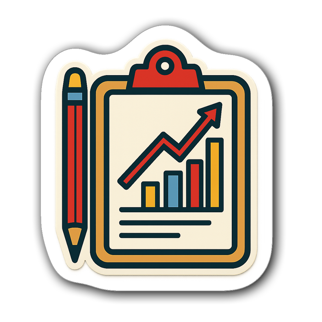 Retro vintage accountant sticker with pencil and clipboard design