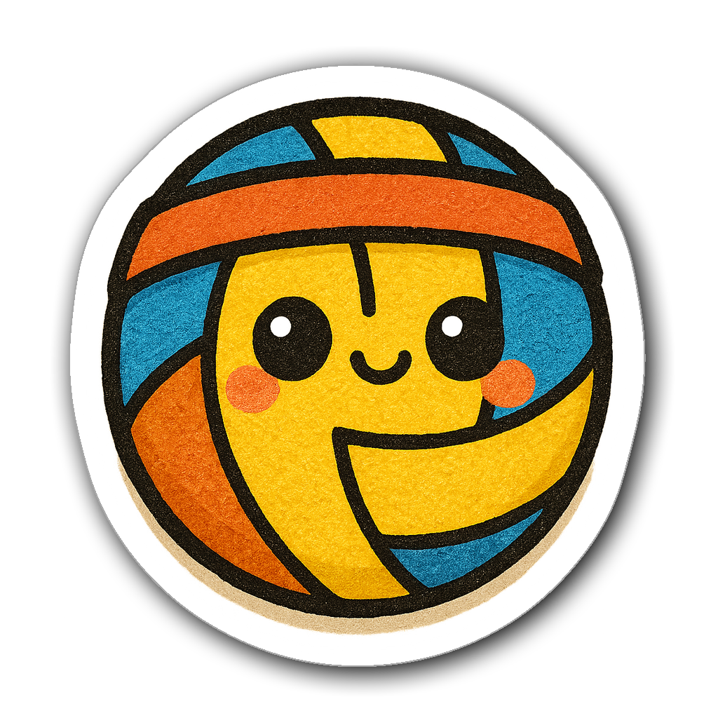 Cute volleyball character sticker with big eyes and headband