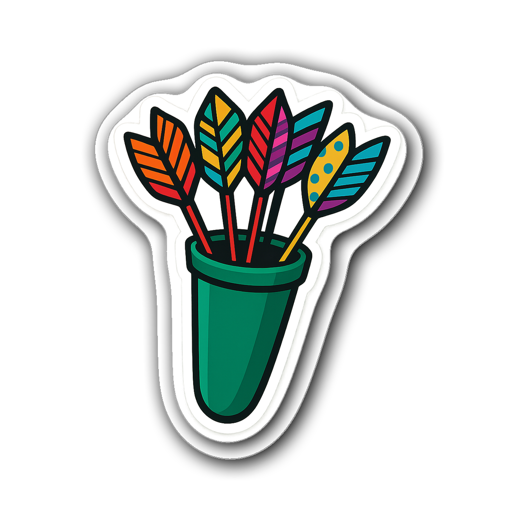 Vibrant archery quiver with colorful arrows sticker