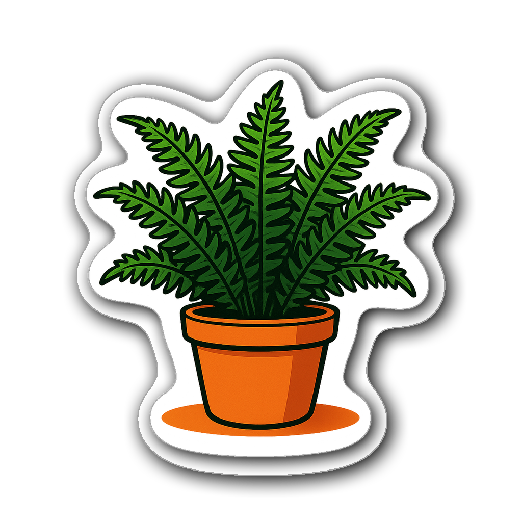 Vivid potted fern sticker with terracotta pot design