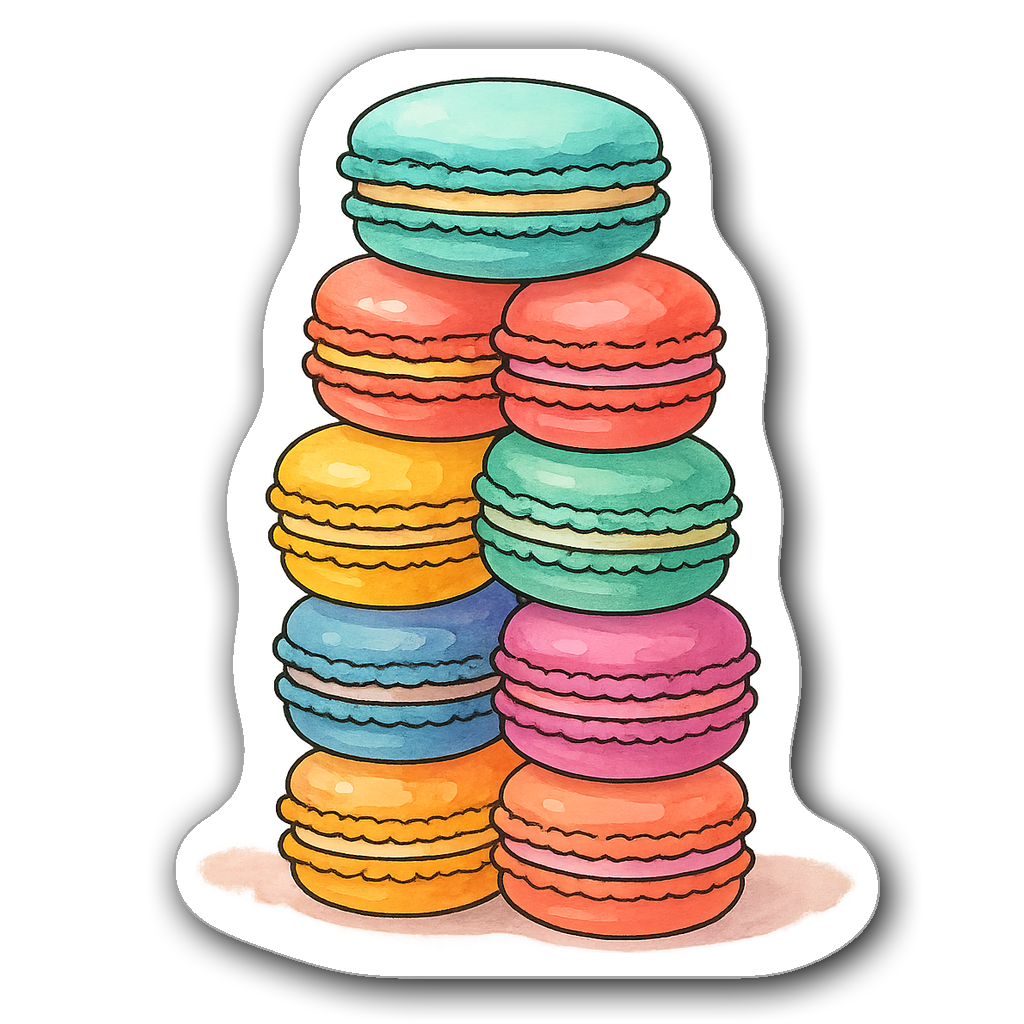 Pastel macaroon tower sticker in vibrant colors