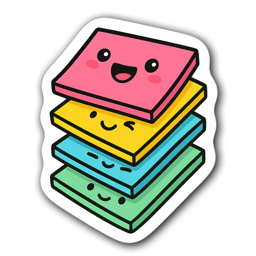 Colorful sticky notes with playful expressions in pop art style