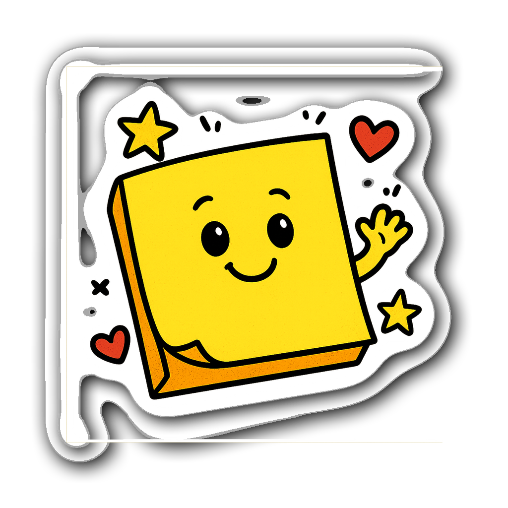 Bright yellow comic book pop art style cute sticky note