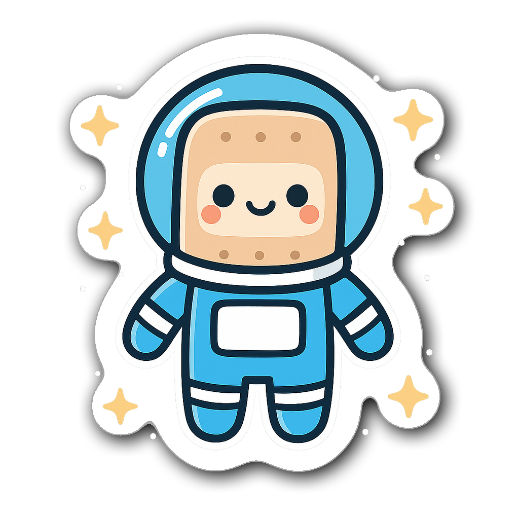 Adorable astronaut bandaid sticker with stars background