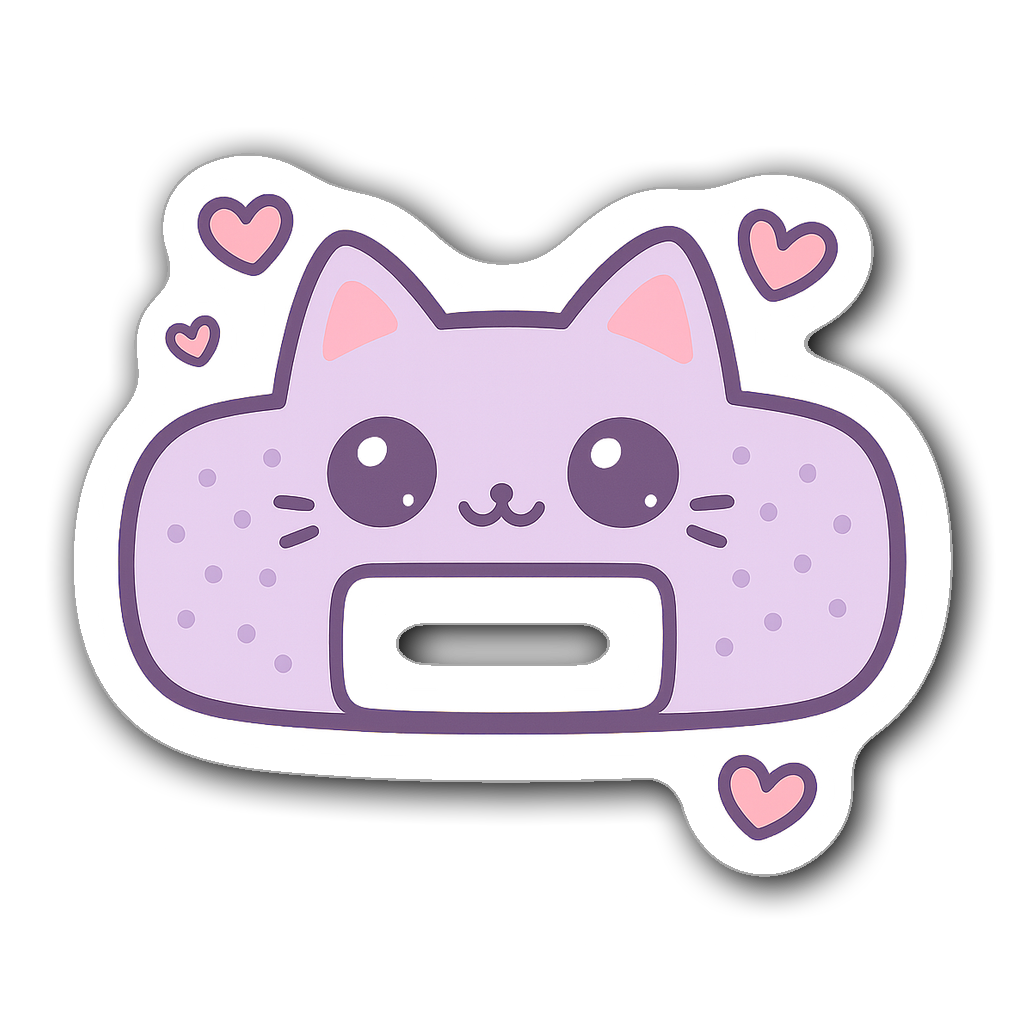 Cute cat bandaid sticker in pastel colors with hearts