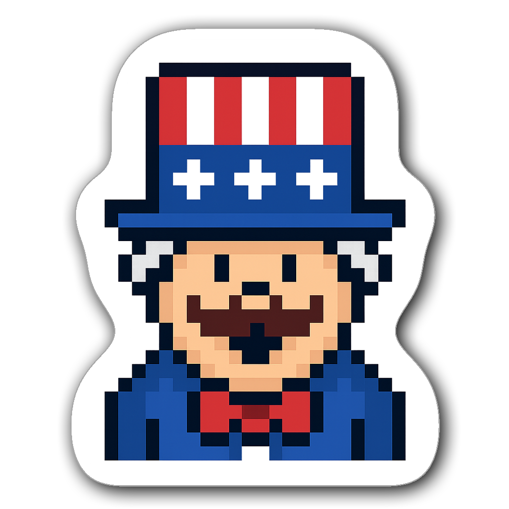 Pixel art 8-bit Uncle Sam character sticker