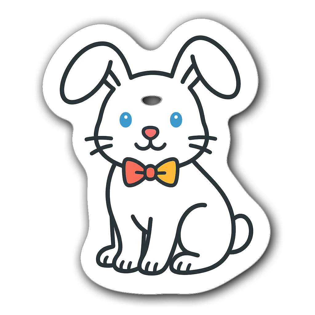 Minimalist outline sticker of a playful bunny rabbit