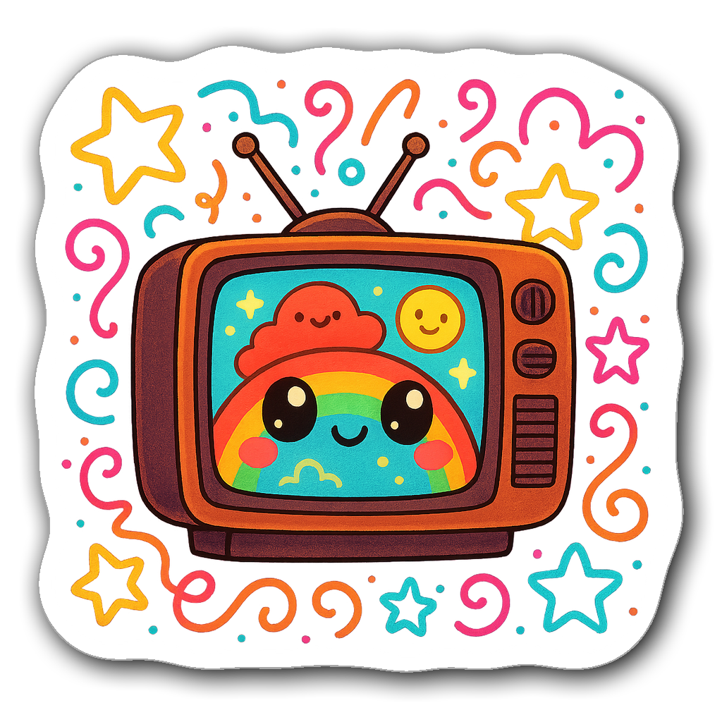 Kawaii chibi style cute retro television sticker