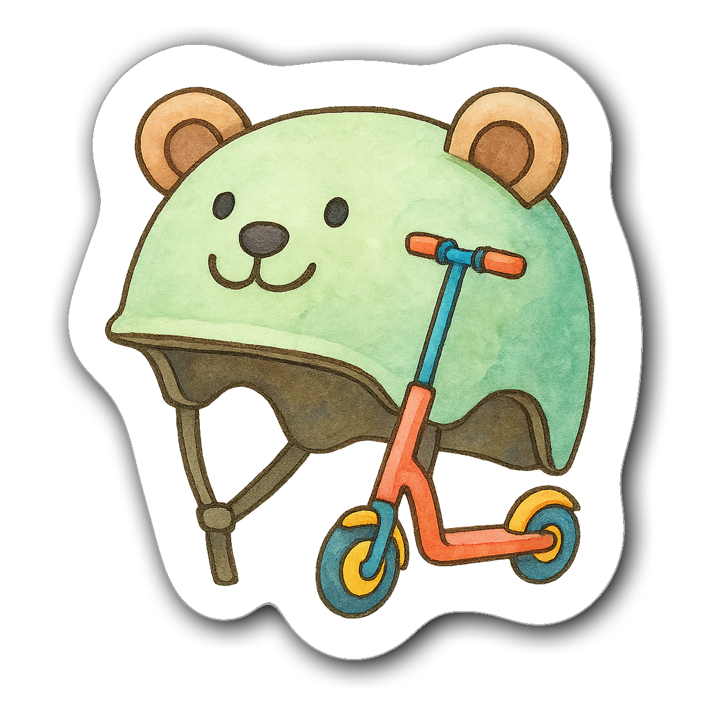 Whimsical cartoon animal helmet with electric scooter design