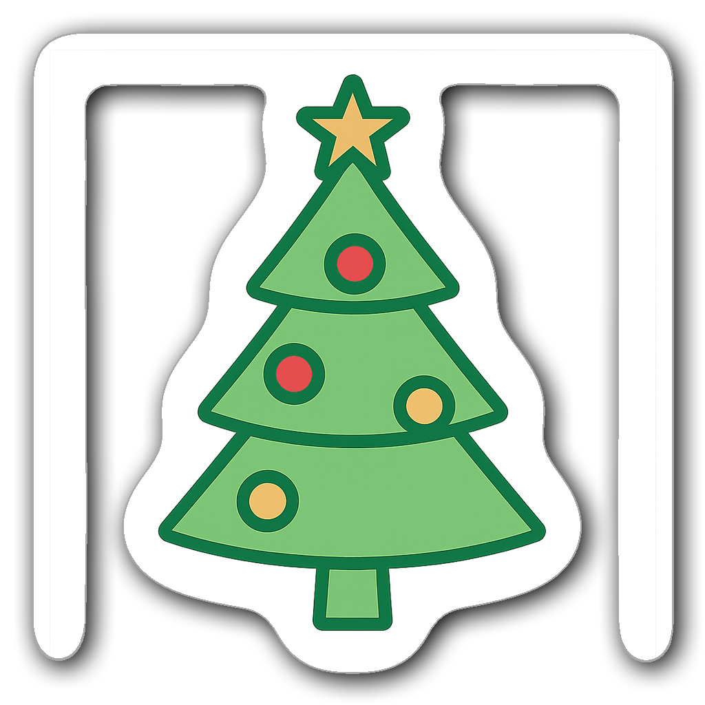 Minimalist line art Christmas tree sticker with ornaments