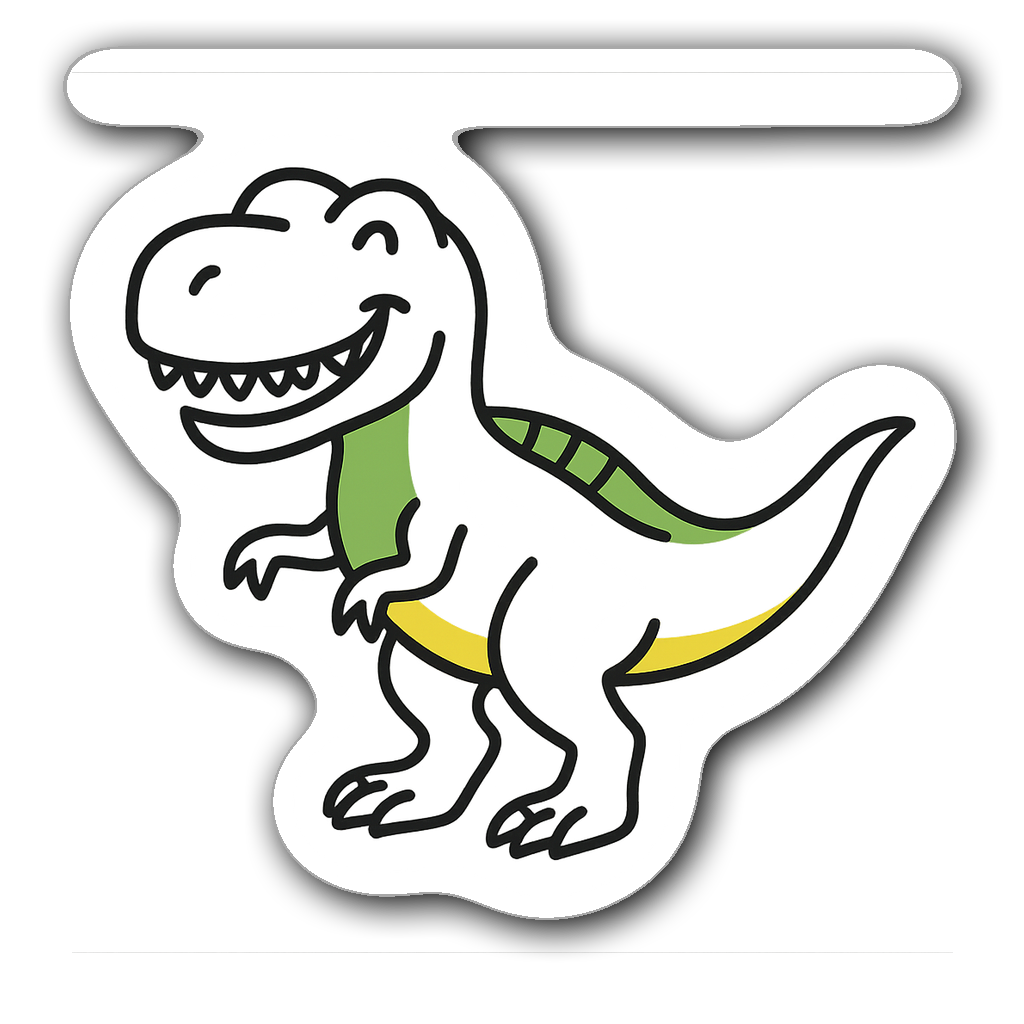 Minimalist line art T-Rex sticker with vibrant colors.