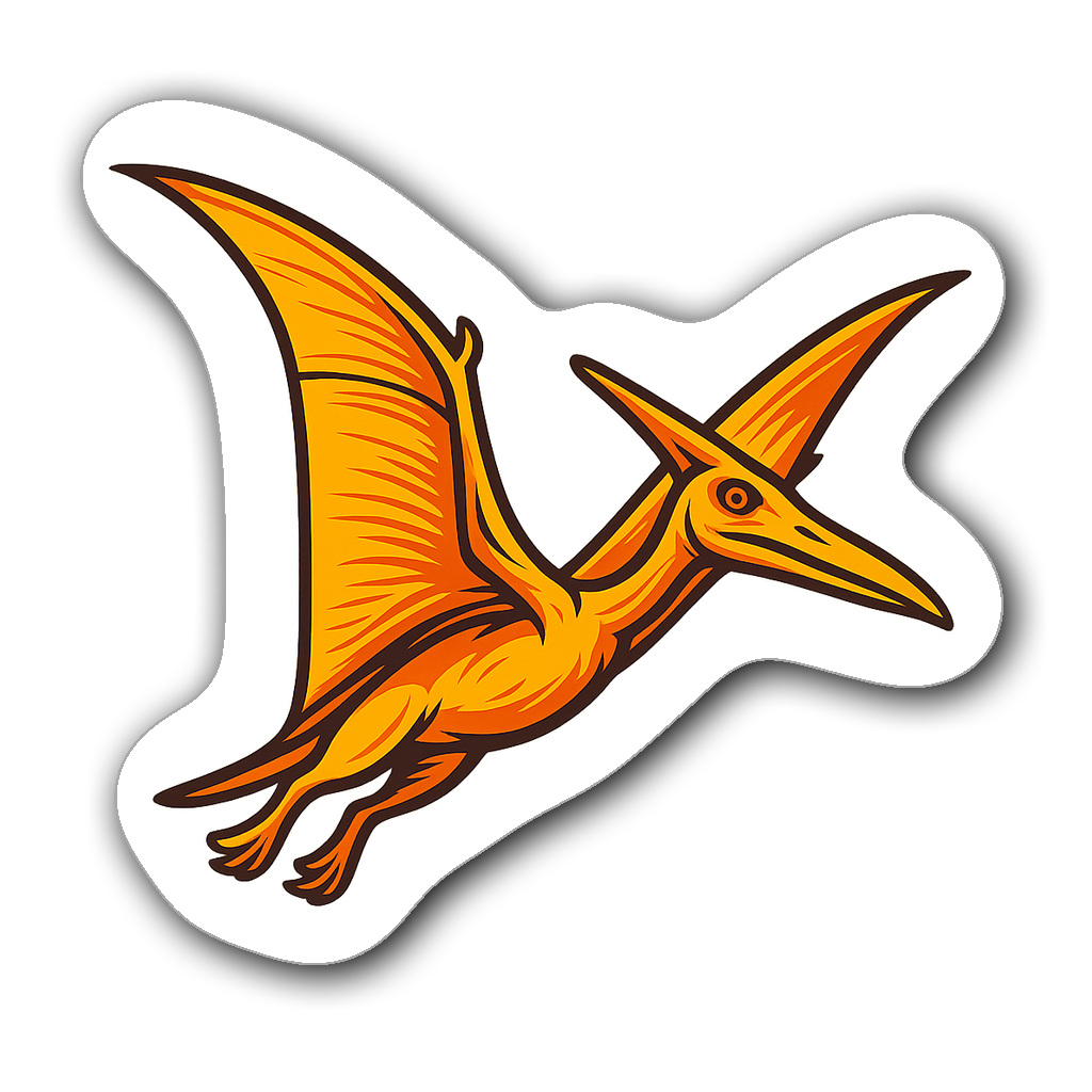 Charming Pterodactyl sticker in mid-flight with transparent background
