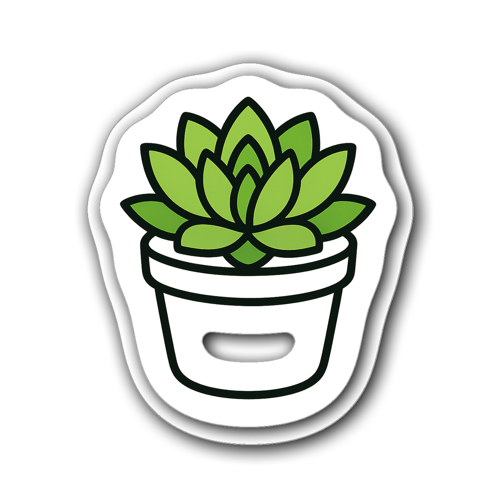 Minimalist line art succulent in a pot for window decor