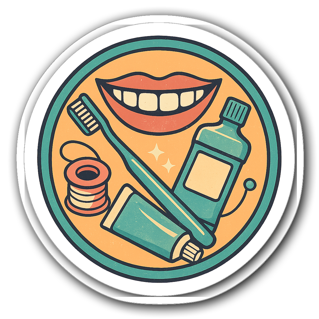 Retro vintage badge with toothbrush and toothpaste for dental hygienists