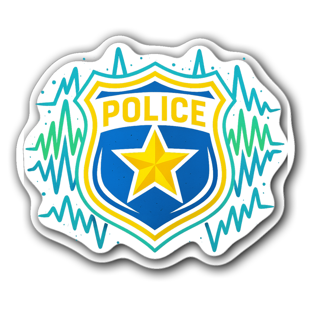 Graffiti-style bold police officer emblem sticker