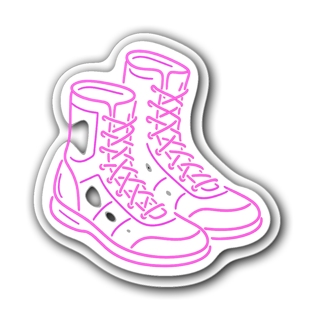 Stylized neon pink and purple boxing shoes sticker